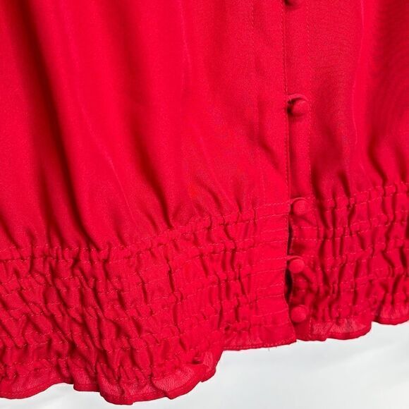 Joie Women’s Red Off Shoulder Tie Up Front Blouse Size Medium - Picture 6 of 8